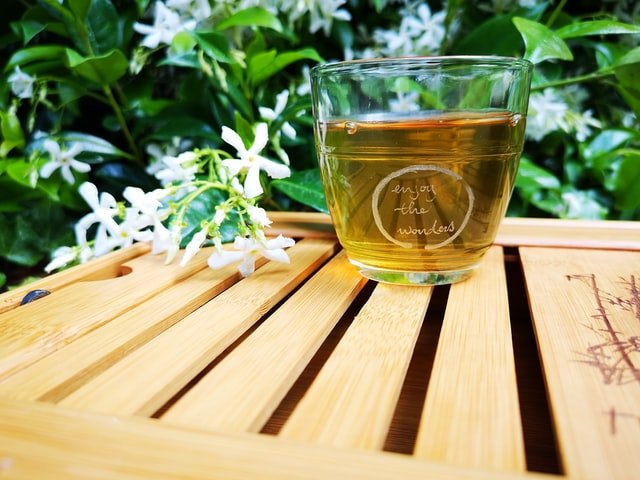Green Tea on the wooden table
