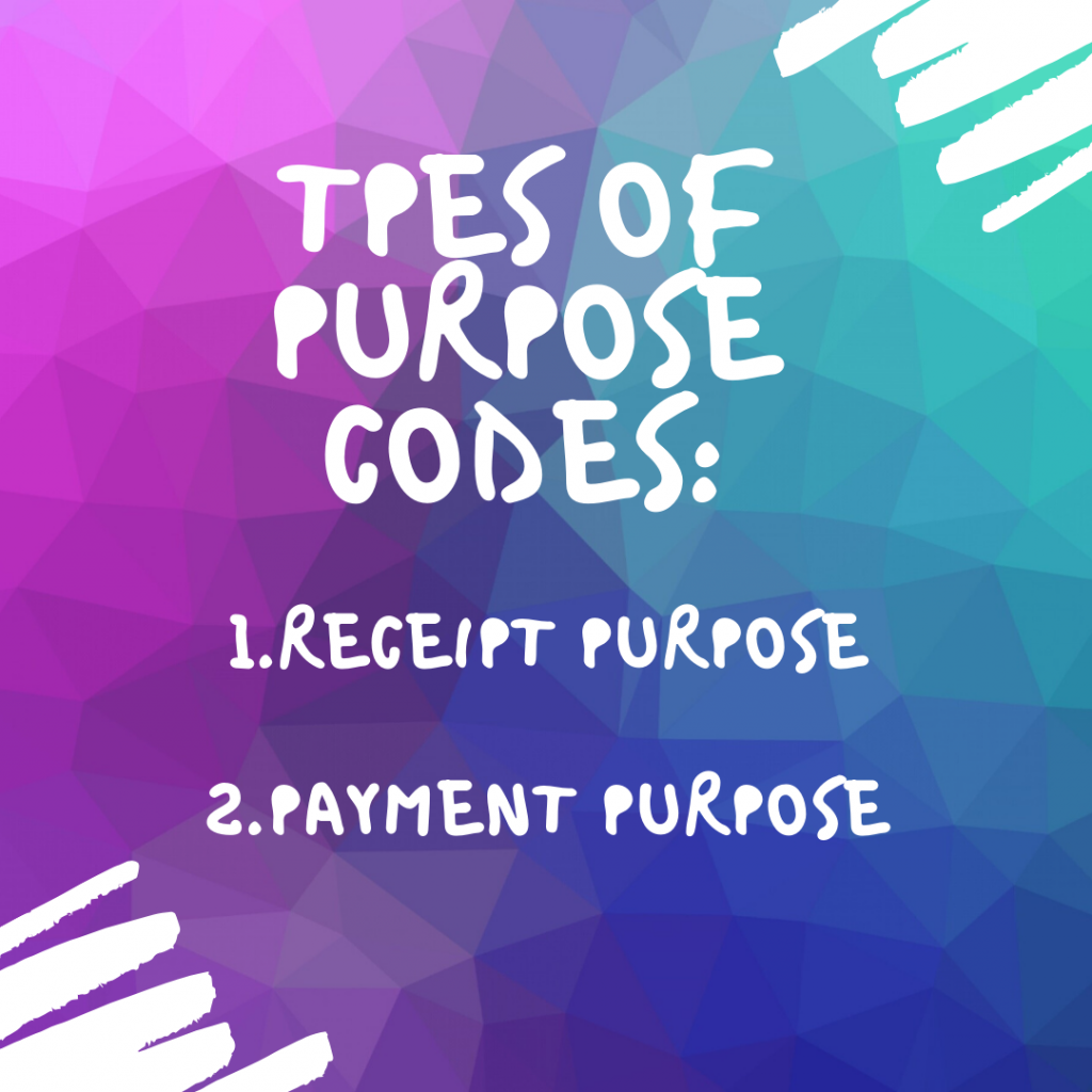 purpose codes, types, transactions, PayPal