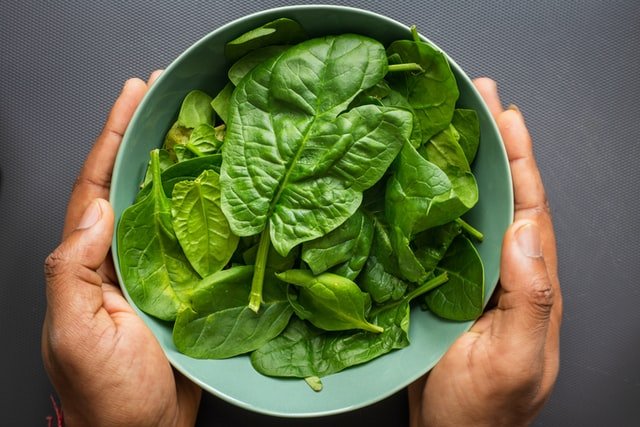 Spinach in the bowl